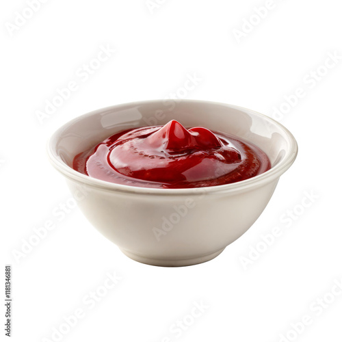 Wallpaper Mural Ketchup in Bowl: Close-up of a dollop of rich, red ketchup in a small white bowl, perfect for food blogs, restaurant menus, or product packaging. Torontodigital.ca