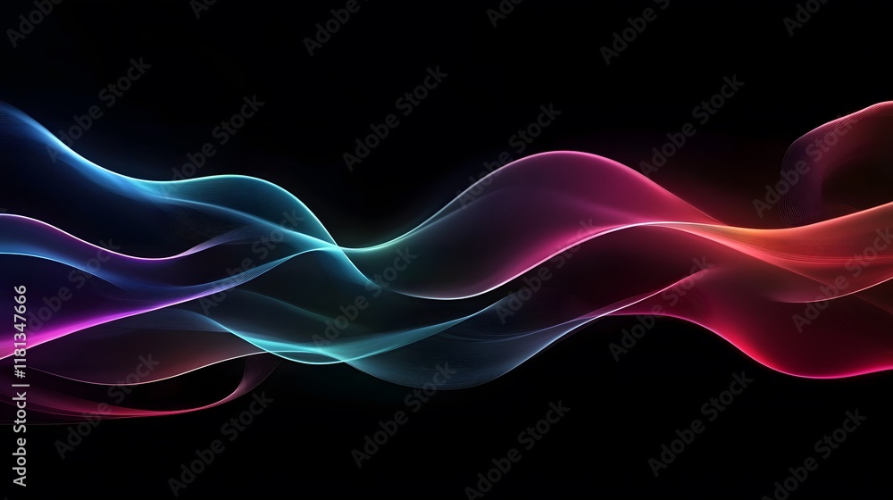 Naklejka premium Glowing Waves of Light in Blue and Purple