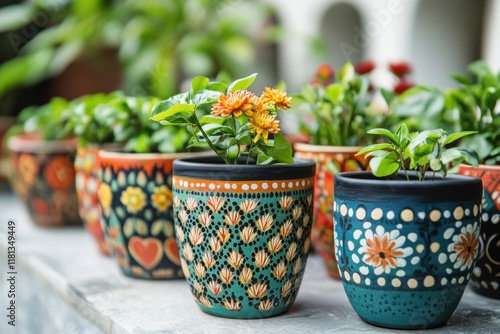 Wallpaper Mural Decorative Garden Pots with Unique Hand-Painted Designs for Enhancing Outdoor Spaces and Home Decor Torontodigital.ca