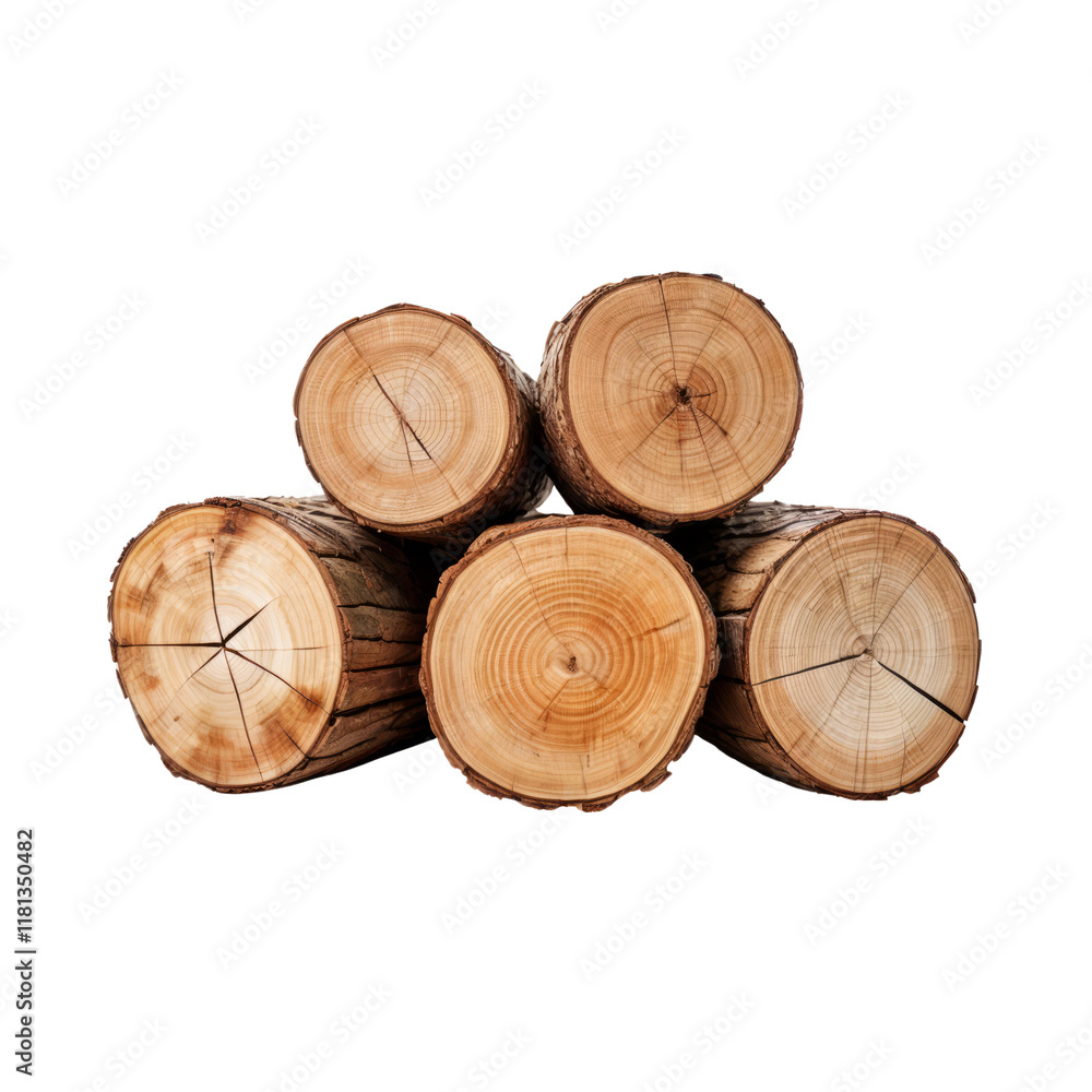 Fototapeta premium Rustic Wooden Logs: A Stack of Four Neatly Arranged Logs, perfect for Fireplace or Decorative Use 
