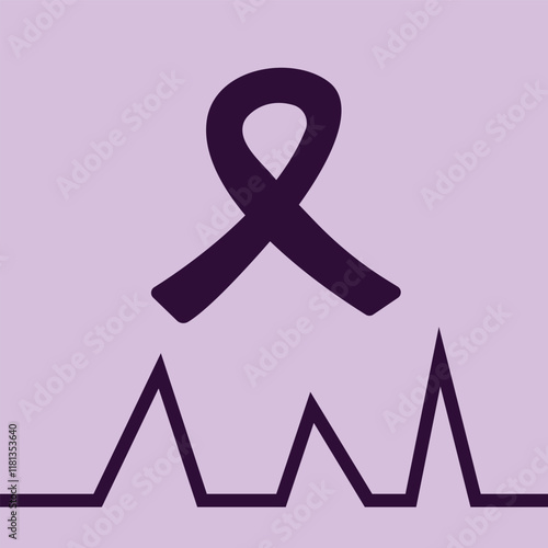 Vector with purple ribbon and EEG symbolizing support for epilepsy awareness. The design on a lilac background shows understanding and compassion for people living with epilepsy.
Illustration eps 10.