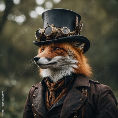 A fox featured in a steampunk aesthetic.