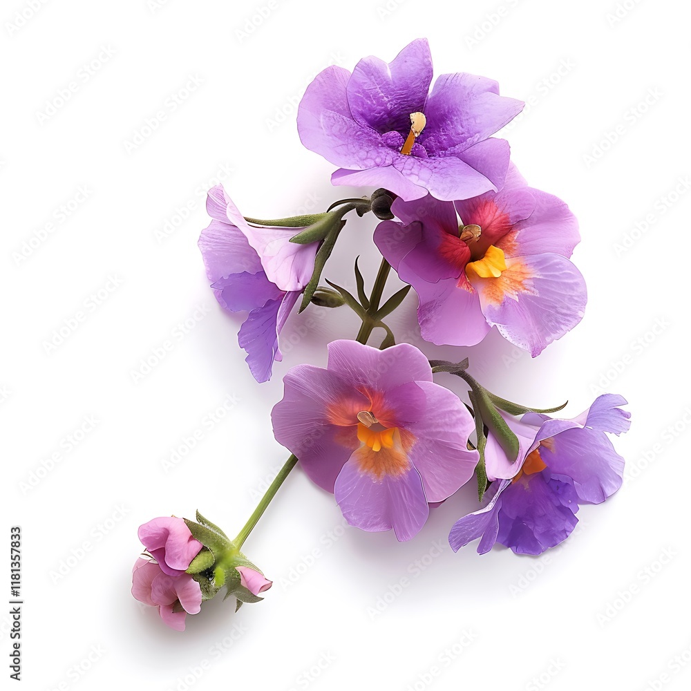 Obraz premium Purple bellflowers isolated on white background with clipping path.