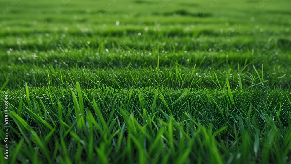 Fototapeta premium Fresh Green Lawn Close-Up - Natural Grass Texture Background