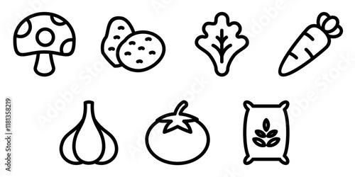 vegetable products icon vector set 