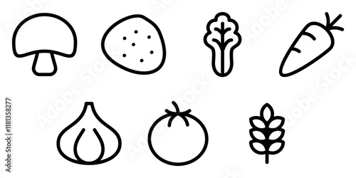 vegetable products icon vector set 