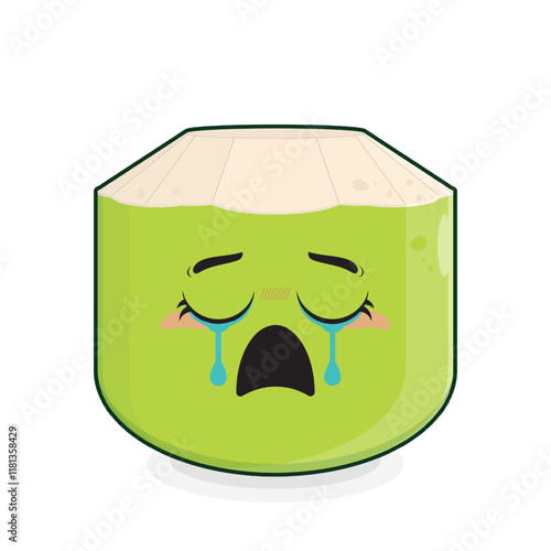 coconut crying face cartoon cute