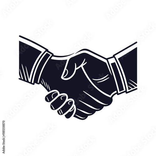 Simple black and white business handshake icon