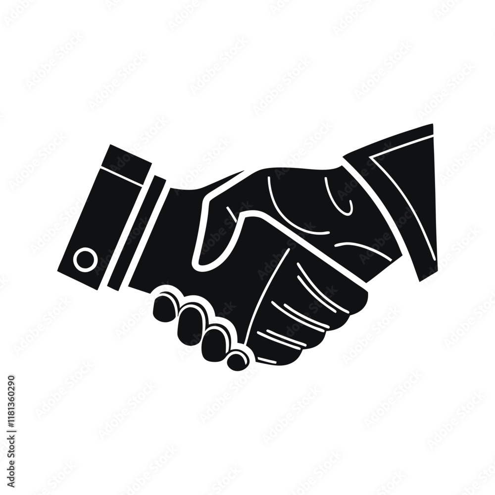 Simple black and white business handshake icon Simple black and white business handshake icon