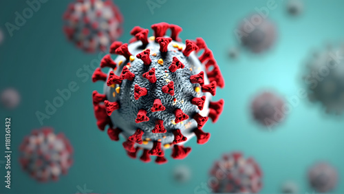 HMPV Virus under a microscope in biological research, Generative AI photo