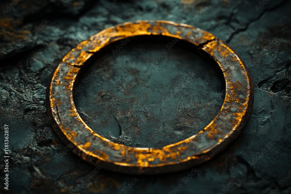 Obraz premium empty metal circle gritty and dark background