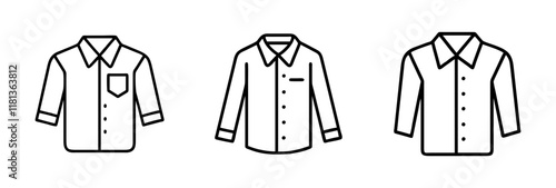 button down shirt icon, dress line art, dress vector - simple black line art icon of button down shirt perfect for logos, and dress-themed designs.