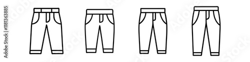 chinos icon, dress line art, dress vector - simple black line art icon of chinos perfect for logos, and dress-themed designs.