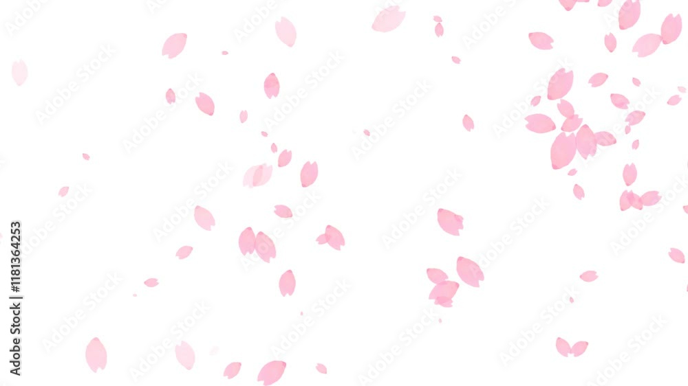 静かに風に舞う水彩の桜の花びらループアニメーション(アルファチャンネル) 静かに風に舞う水彩の桜の花びらループアニメーション(アルファチャンネル)