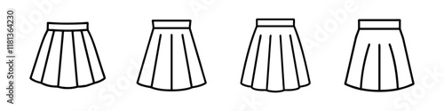 midi skirt icon, dress line art, dress vector - simple black line art icon of midi skirt perfect for logos, and dress-themed designs.