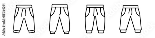 joggers icon, dress line art, dress vector - simple black line art icon of joggers perfect for logos, and dress-themed designs.