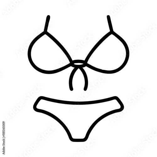 bikini icon, dress line art, dress vector - simple black line art icon of bikini perfect for logos, and dress-themed designs.