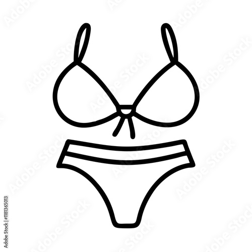 bikini icon, dress line art, dress vector - simple black line art icon of bikini perfect for logos, and dress-themed designs.