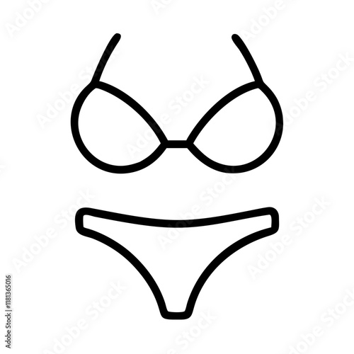 bikini icon, dress line art, dress vector - simple black line art icon of bikini perfect for logos, and dress-themed designs.