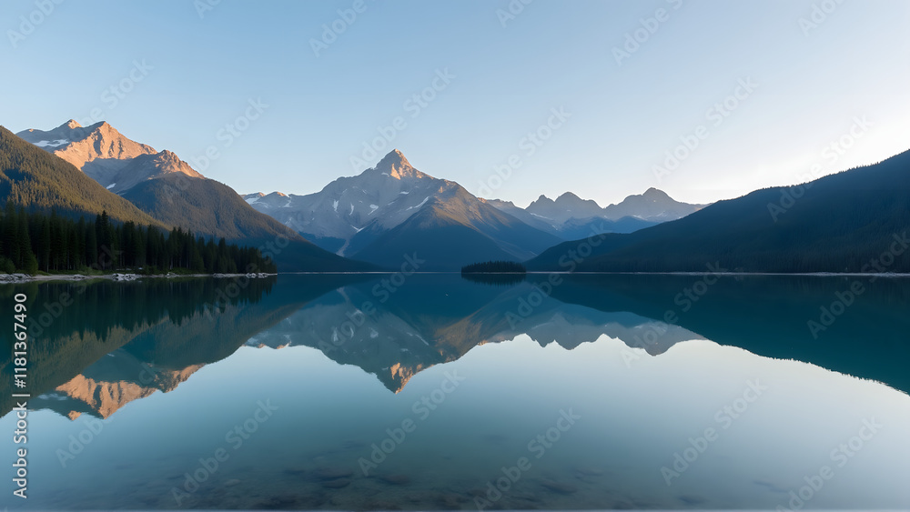 Lake in the Mountain Landscape with Reflections, Generative AI Lake in the Mountain Landscape with Reflections, Generative AI