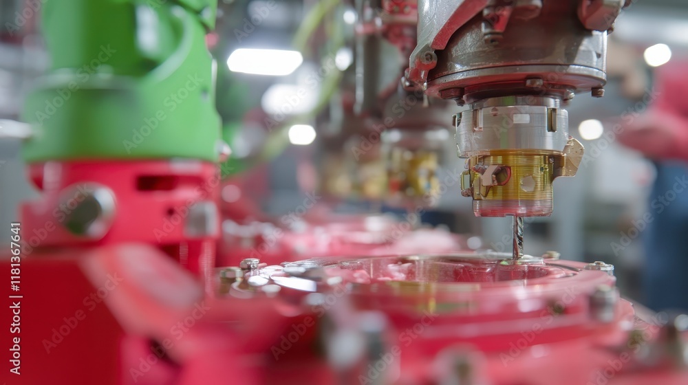 Industrial Machinery Close up Precision Drilling and Manufacturing Process Industrial Machinery Close up Precision Drilling and Manufacturing Process