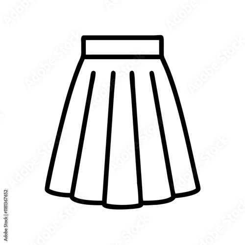 maxi skirt icon, dress line art, dress vector - simple black line art icon of maxi skirt perfect for logos, and dress-themed designs.