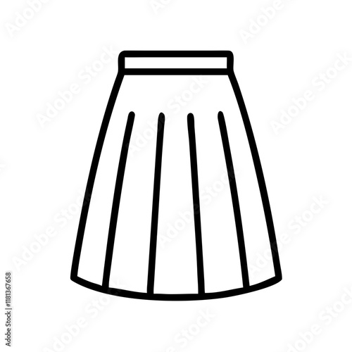 maxi skirt icon, dress line art, dress vector - simple black line art icon of maxi skirt perfect for logos, and dress-themed designs.