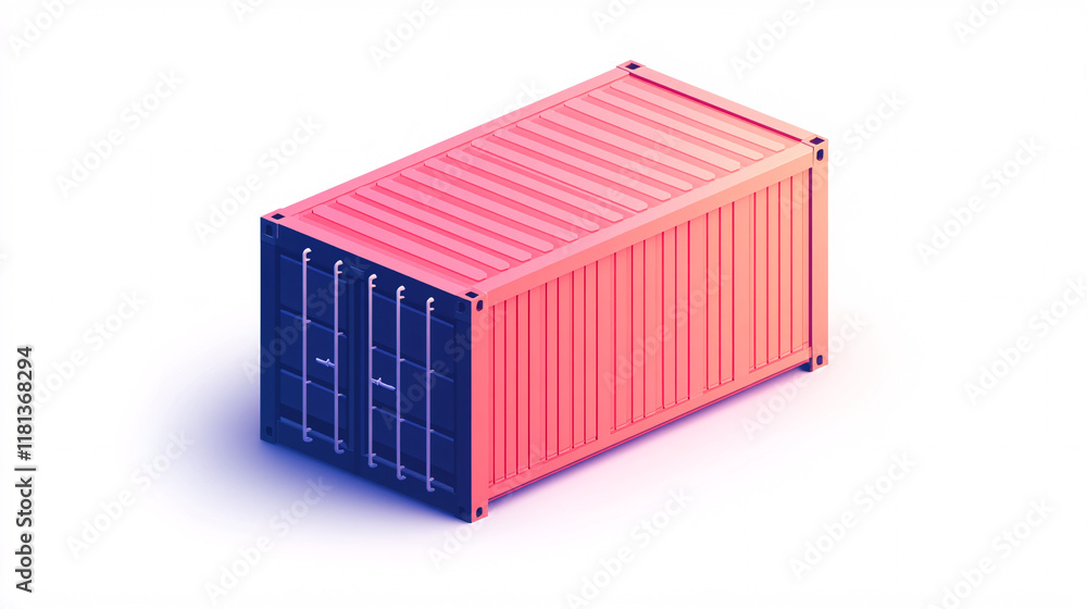 A minimalist digital illustration of a red and blue shipping container with soft neon lighting set against a clean white background
A minimalist digital illustration of a red and blue shipping container with soft neon lighting set against a clean white background