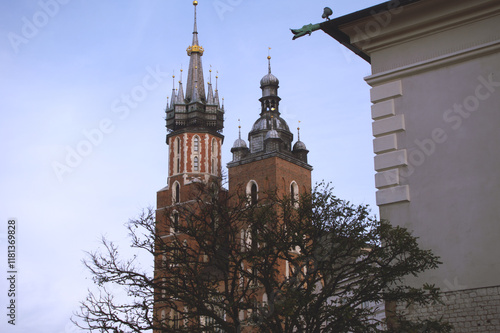 Towering Cathedral Spires with Tree Silhouette