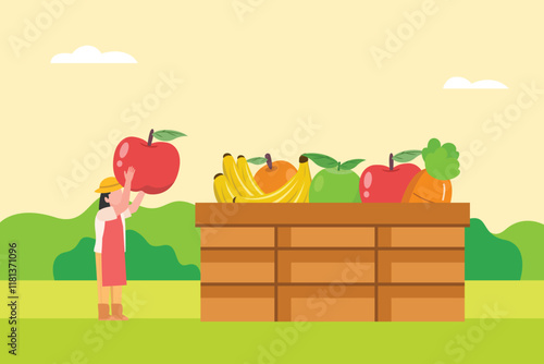Local organic production concept. Colored flat vector illustration isolated.