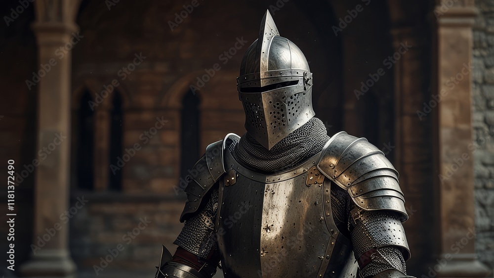 Medieval knight in armor with sword Medieval knight in armor with sword