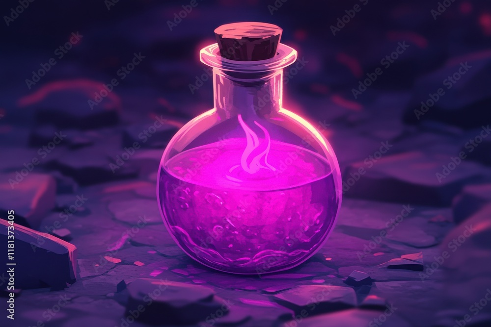 Glowing Animated Elixir in a Glass Bottle with Vapor Effect Glowing Animated Elixir in a Glass Bottle with Vapor Effect