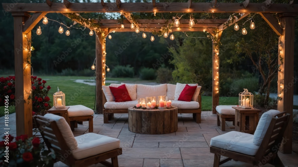 Fototapeta premium outdoor valentine seating area table dinner