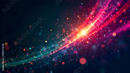 Obraz na płótnie Abstract background. A galaxy decorated with numerous bright lights coming from its core and diverging in different directions. w salonie