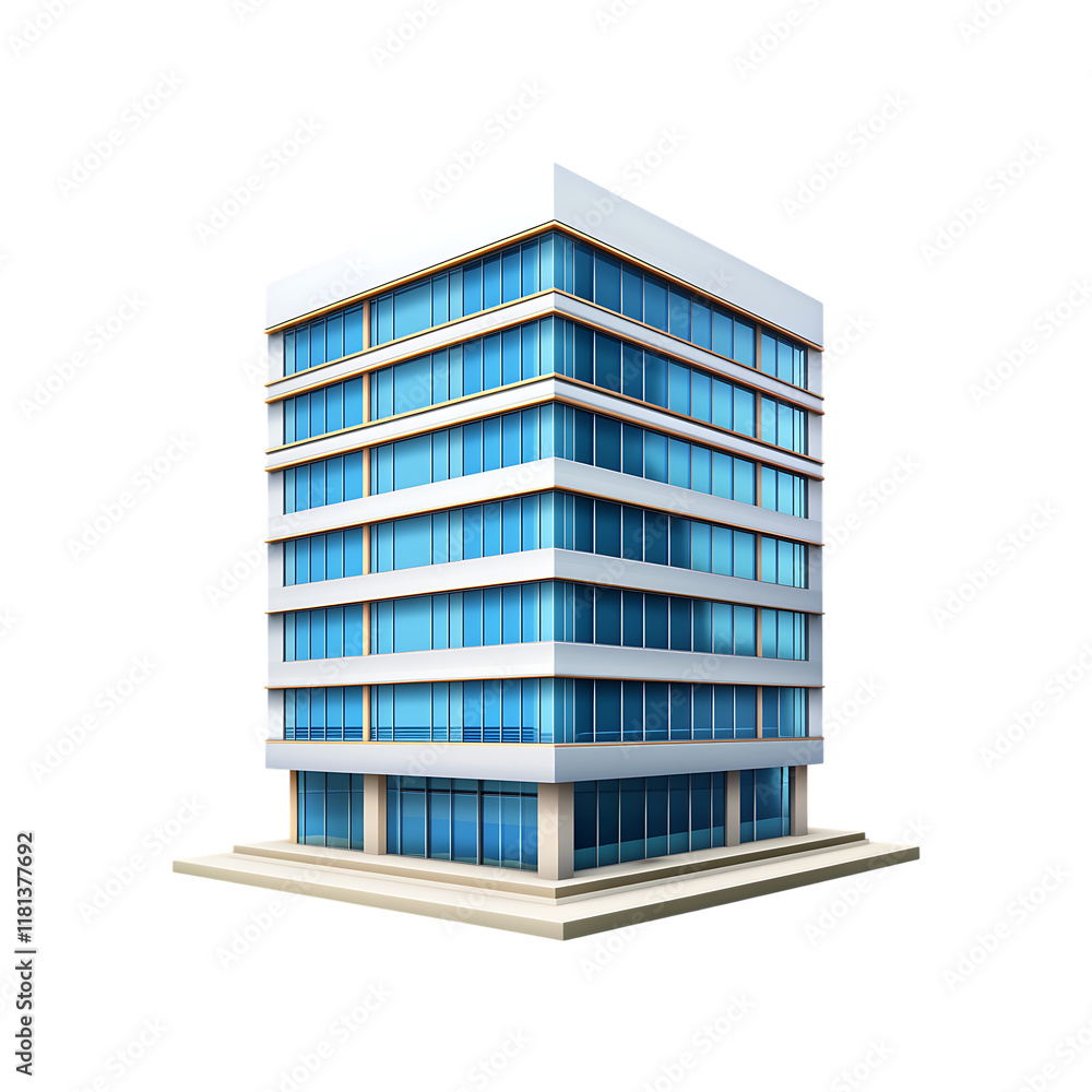 Modern glass building isolated on a transparent background, in PNG format Modern glass building isolated on a transparent background, in PNG format