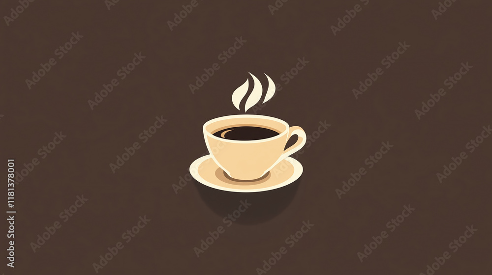 Obraz premium ブラウン背景に映える温かみのあるコーヒーカップのロゴデザイン