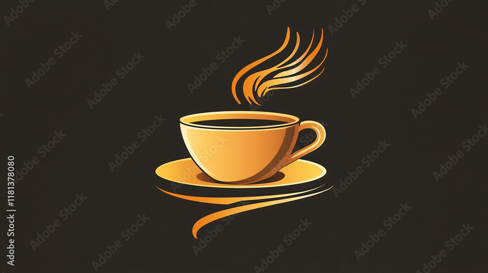 Obraz premium シンプルでスタイリッシュなコーヒーカップのロゴデザイン