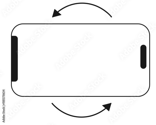 Rotate Mobile Phone icon, rotation symbol with arrows set. Turn device, screen. Ui button, web or app. Vertical or horisontal, phone screen