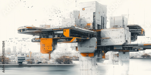 Vector illustration of a futuristic city skyline as generate by artificial intelligence