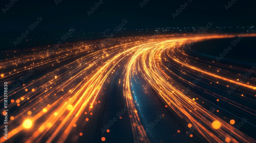 Dynamic city lights at night, bright trails of traffic on a busy road, urban landscape showcasing motion and energy, copy-space included. Dynamic city lights at night, bright trails of traffic on a busy road, urban landscape showcasing motion and energy, copy-space included.