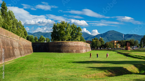 Green city. Lucca beautiful ancient walls public park