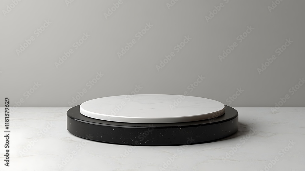 Sleek product turntable with a blank white item placed on it isolated on a seamless white background for showcasing marketingready products Sleek product turntable with a blank white item placed on it isolated on a seamless white background for showcasing marketingready products