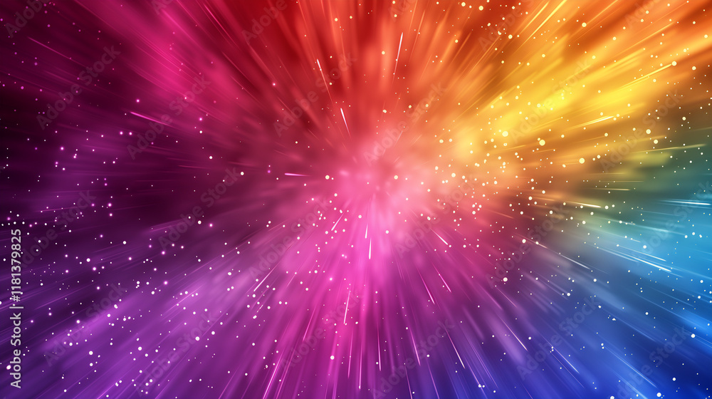 Vibrant Rainbow Nebula Abstract Illustration with Light Streaks and Particle Effects for Creative Design Vibrant Rainbow Nebula Abstract Illustration with Light Streaks and Particle Effects for Creative Design