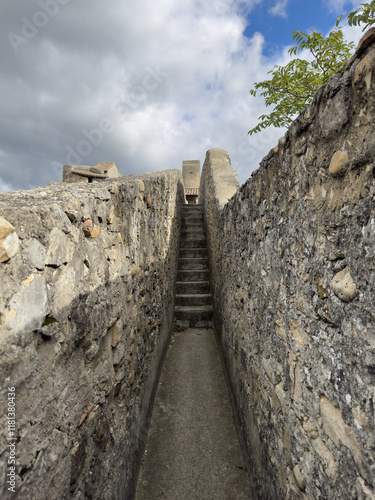 Narrow Stone Stairs in Historical Castle