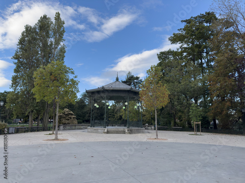 Empty Park with Gazebo and Trees Montélimar