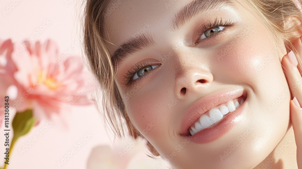 A woman with sensitive skin smiling and applying fragrance free moisturizer to her face, highlighting the product ability to hydrate without irritation or overpowering scents.