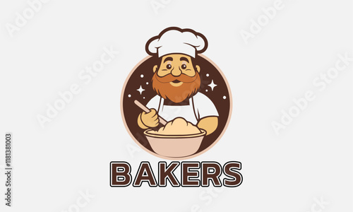 baking logo, bakery logo design, baker mascot, bakery, bread, food, wheat, logo, vector, design,