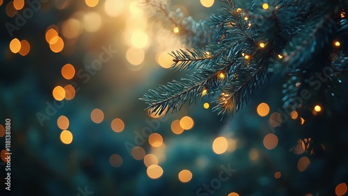 Wallpaper Mural Soft glowing lights on evergreen branches during festive season Torontodigital.ca