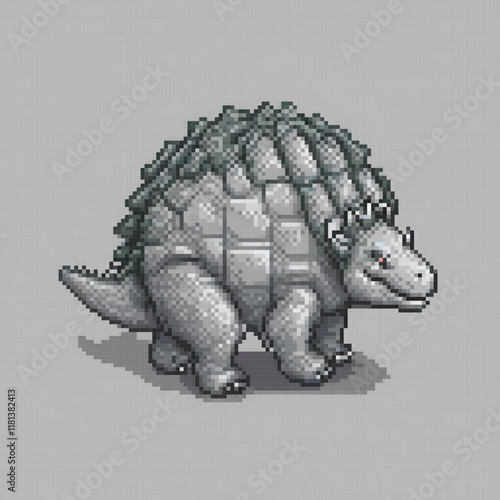 Pixel art featuring a charming pangolin