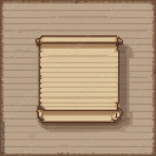 Pixel art scroll on a wall - Classic scroll design in vibrant colors.